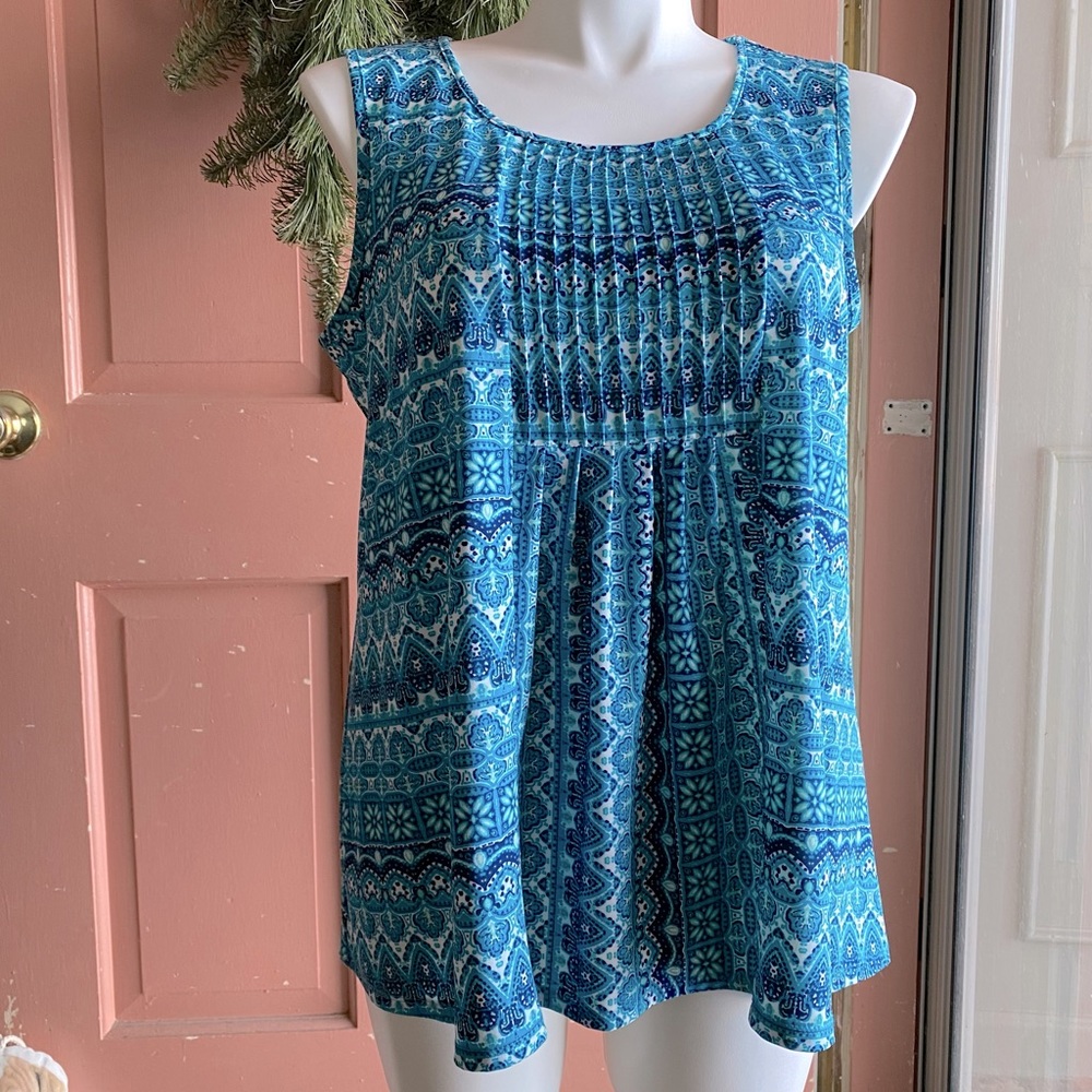 EUC Westport 1962, sleeveless pleated top, 1X
